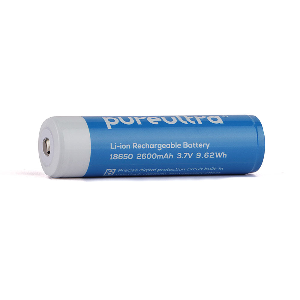 PureUltra 18650 2600mAh 3.7V with PCB Lithium-ion Rechargeable Battery, NippleTop