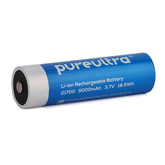 PureUltra 21700 5000mAh 3.7V with PCB Lithium-ion Rechargeable Battery, Flat Top